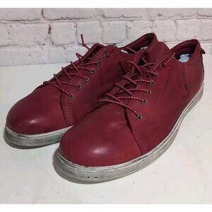 Andrea Conti Womens Sneaker Size 41 10 Red Leather Distress Low Top Trainer Shoe